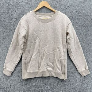 Zella Women's Small Beige Cream Cotton Blend Casual‎ Athletic Sweater Zip Sides